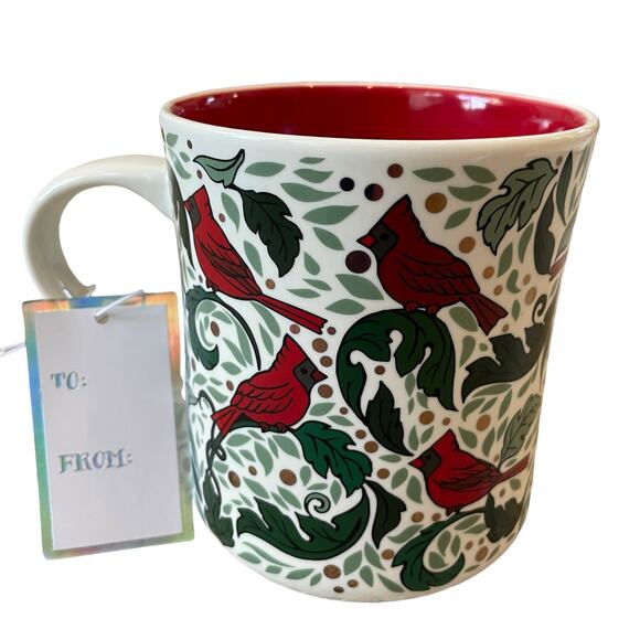 Peppermint & Pine Christmas Red Cardinal Coffee Mug Winter Tea Cup Set of 2 NEW - Picture 12 of 15